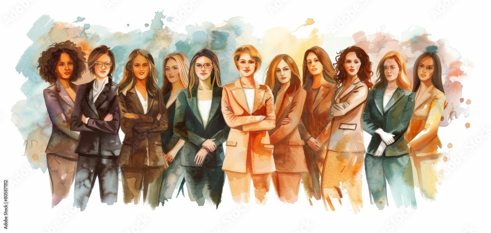 Obraz premium Group of diverse women in business attire illustration.