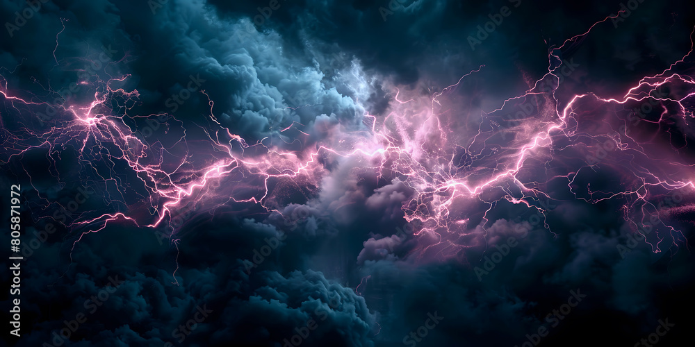 Thunderstorm and lightning in a dark sky