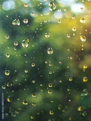 Raindrops on a green Window