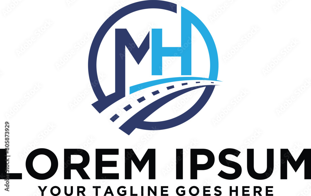 Fototapeta premium Roadway letter MH logo idea