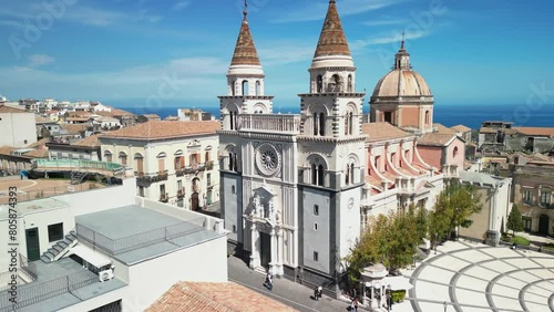 Bird's eye view of the city of Acireale, on the island of Sicily