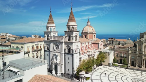 Bird's eye view of the city of Acireale, on the island of Sicily