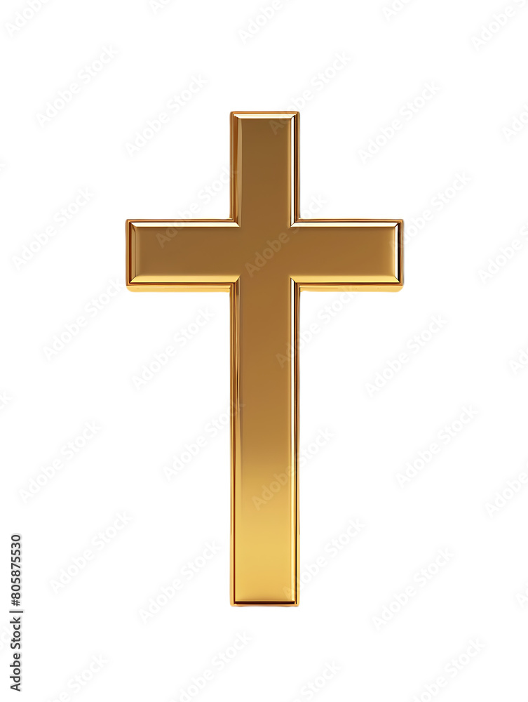 golden cross isolated on white