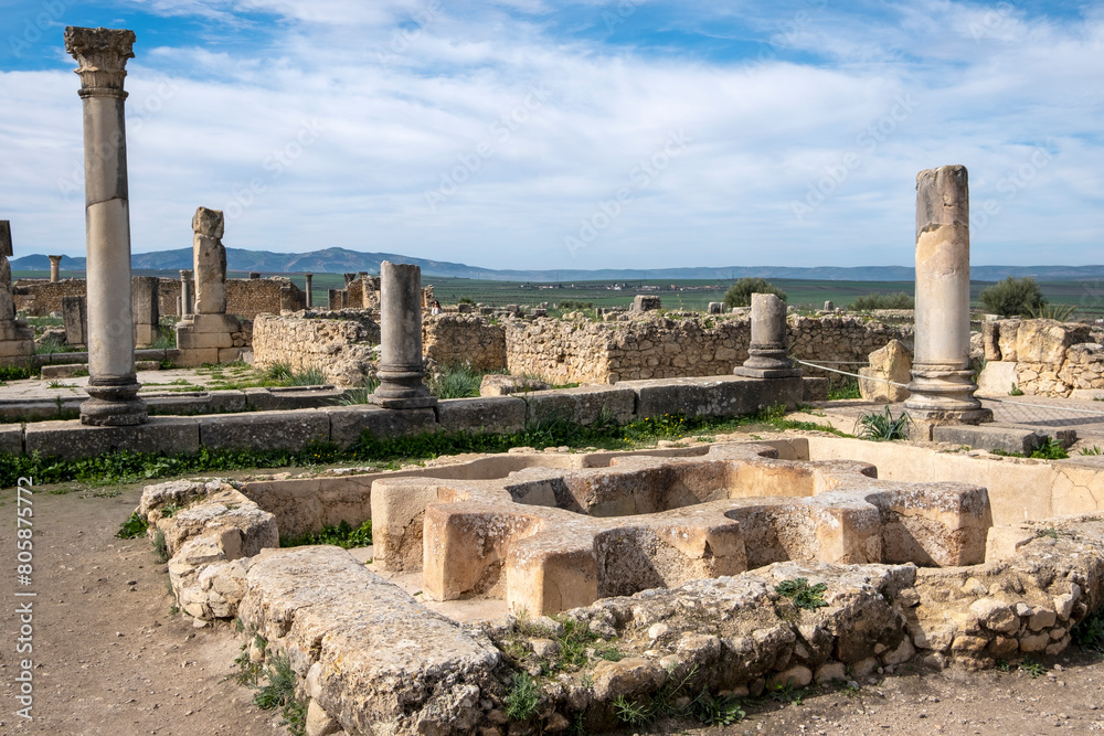 Galens Thermal Baths. Roman Archaeological Site of Volubilis, Meknes.  UNESCO World Heritage Site, Morocco

