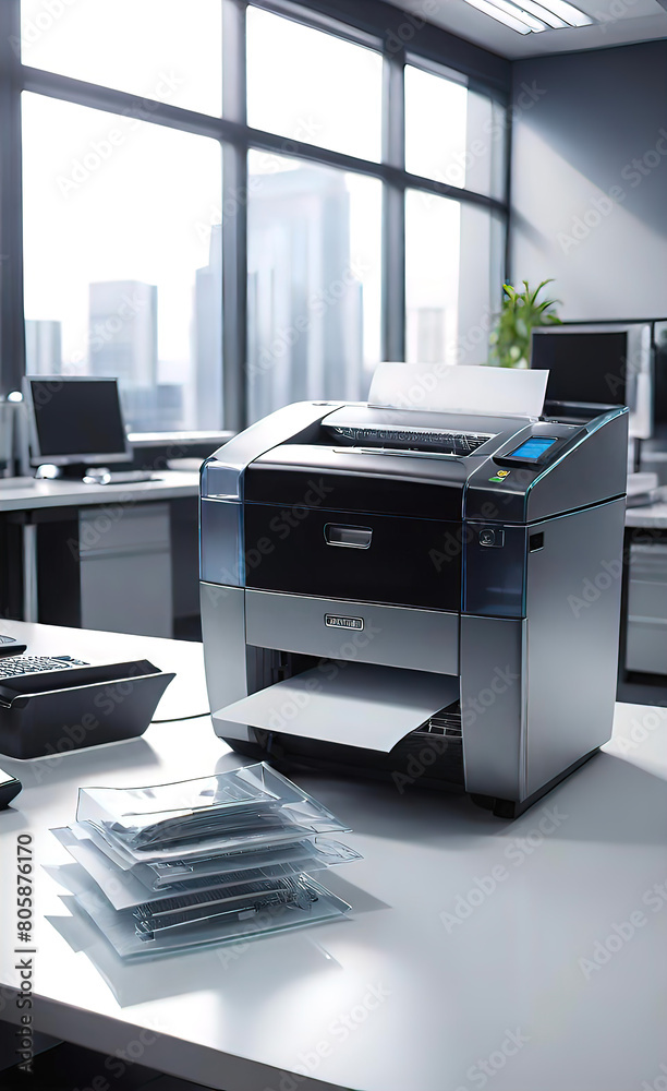 Paper and document shredder in a modern office, banner for advertising, background for smartphone, Paper and document shredder in a modern office, banner for advertising, background for smartphone,