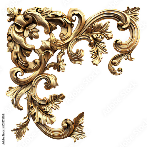 vintage gold corner frame isolated on a transparent background.