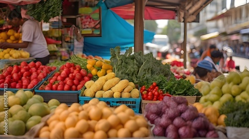 Sustainable Harvest: The Cheerful Street Vendor's Market Stall