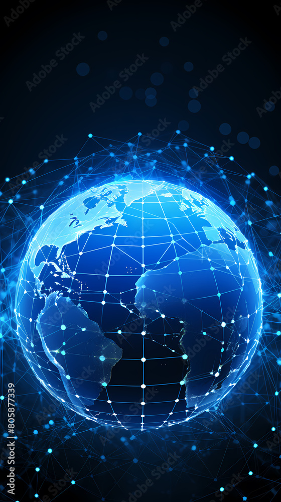 Obraz premium Abstract digital earth with global network and connectivity