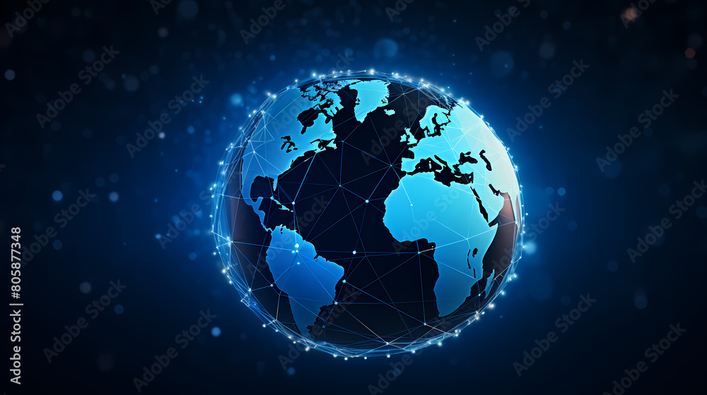 Fototapeta premium Abstract digital earth with global network and connectivity