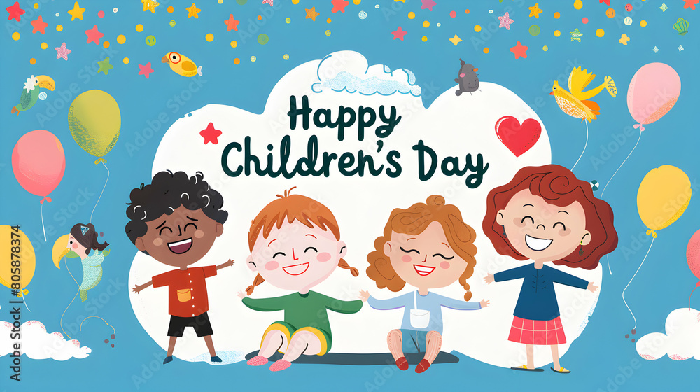 Happy children's day ,world children's day celebration ,cartoon illustration,children's day concept background,Generative Ai Happy children's day ,world children's day celebration ,cartoon illustration,children's day concept background,Generative Ai