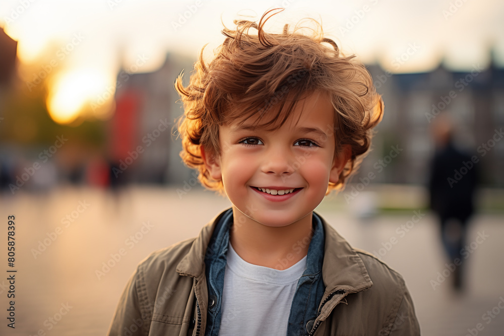 Little brunette kid at outdoors Little brunette kid at outdoors