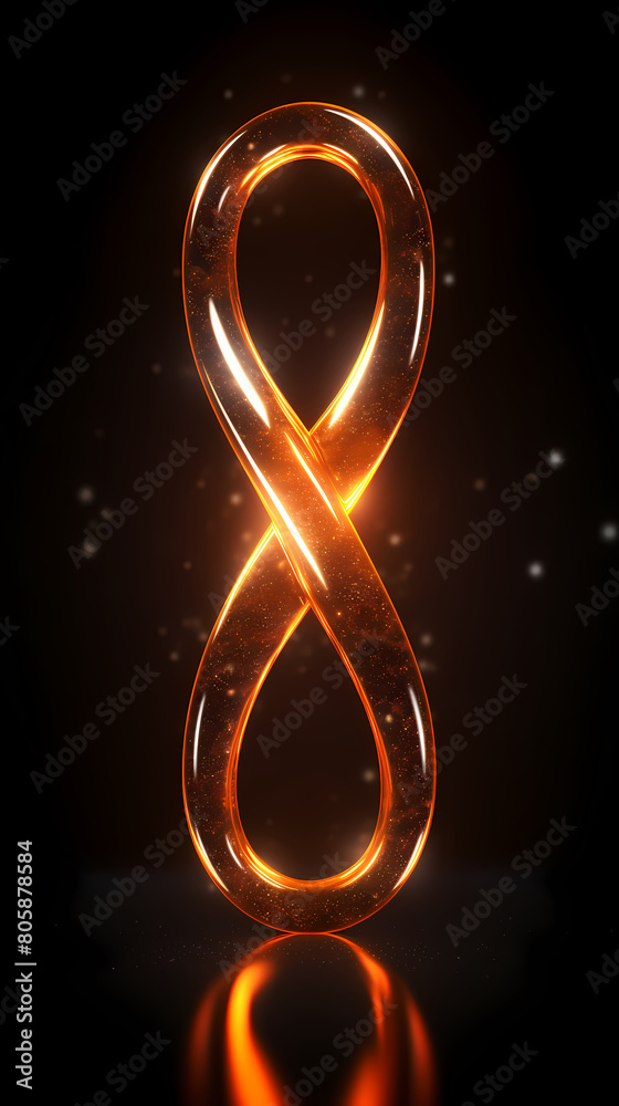 3D infinity symbol composed of orange glow 3D infinity symbol composed of orange glow