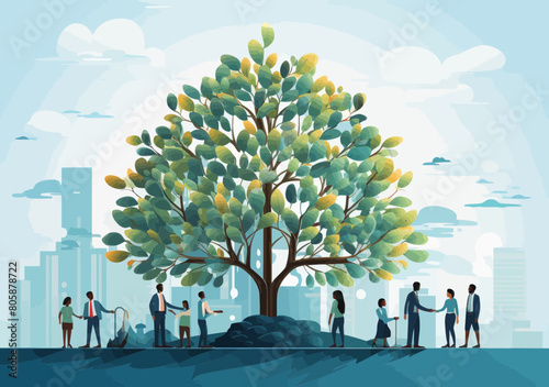 Career Growth Strategy: HR Manager Nurturing Employees' Potential via People Management, Skill Development & Recruitment - Vector Concept