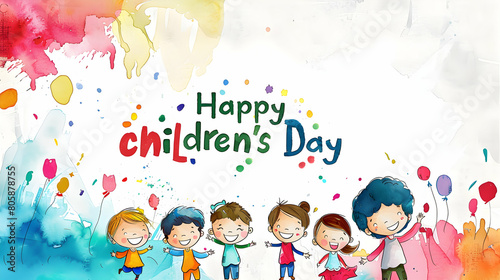 Happy children's day ,world children's day ,cartoon illustration,children's day concept background,Generative Ai