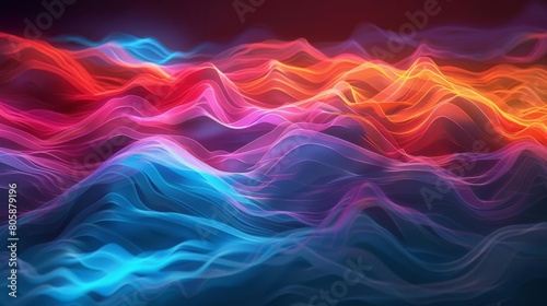 A visualization of a heatmap showing energy waves in a gradient from cool blues to hot reds
