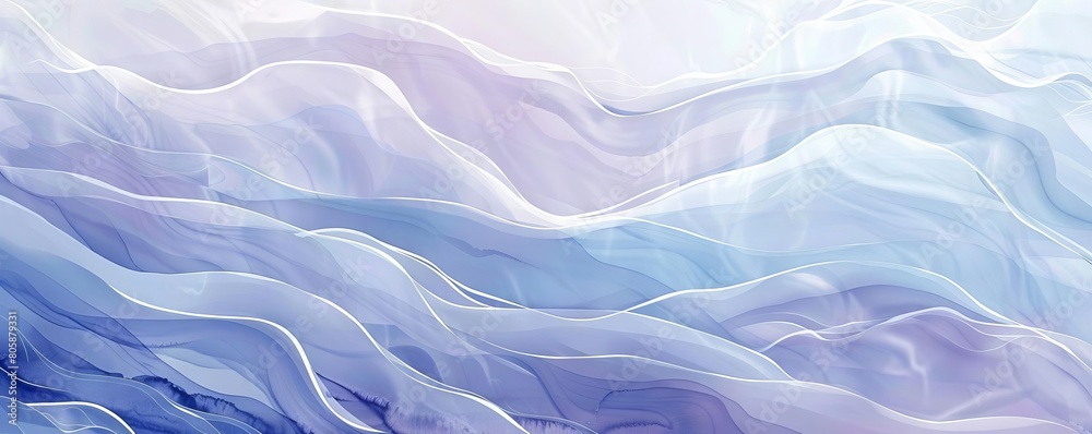 Obraz premium A watercolor painting depicting gentle waves of soft pastels that ripple across a minimalist canvas