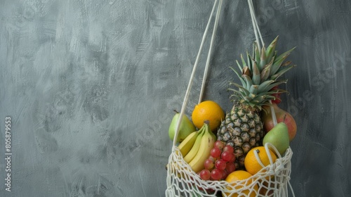 Eco-Friendly Bag of Fresh Fruit photo