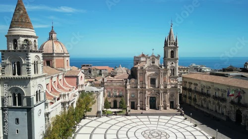 Bird's eye view of the city of Acireale, on the island of Sicily