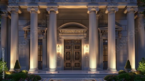 Greek Revival entrance with columns and a pediment