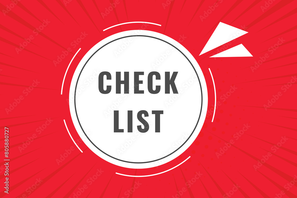 Fototapeta premium Check List Button. Speech Bubble, Banner Label CheckList