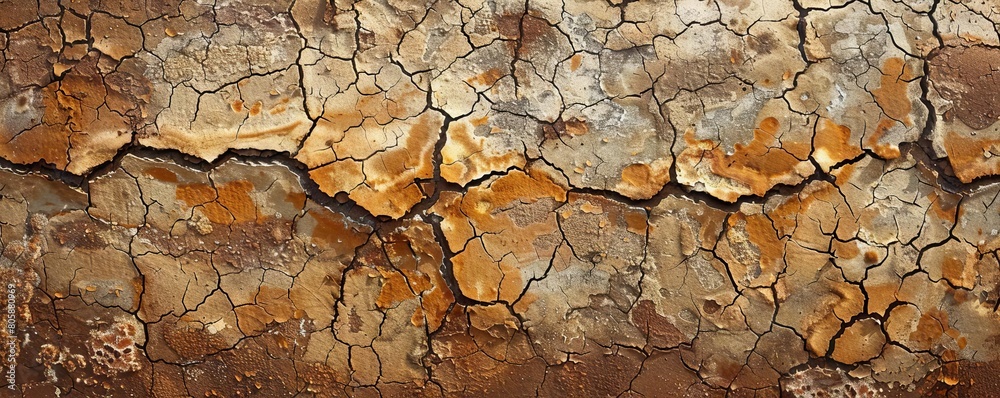 An abstract blend of acid stains and cracked mud, creating a dry, desertlike appearance An abstract blend of acid stains and cracked mud, creating a dry, desertlike appearance