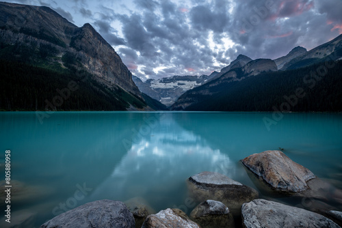 Beautiful nature of Lake Louise in Banff National Park at sunset, Canada 