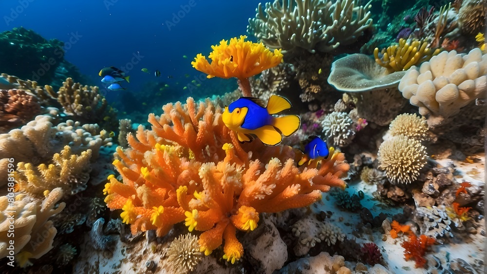 Naklejka premium coral reef and fish