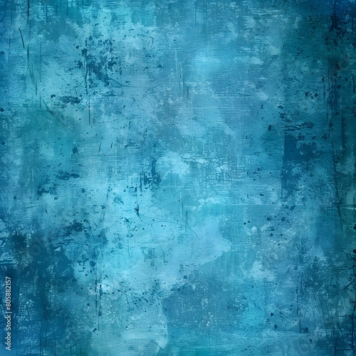 Artistic Blue Grunge Texture with Paint Streaks and Splatters