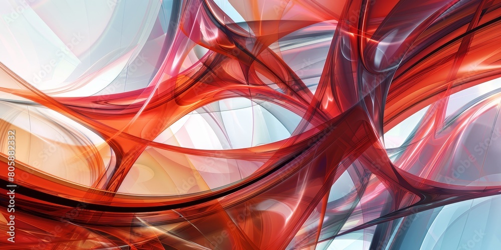Abstract Red and White Swirls as Digital Art Background