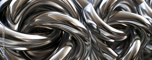 An abstract wave of nickel tubes, bending and twisting to form a captivating pattern photo