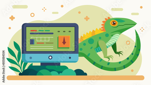 An advanced monitoring device that creates a custom environment for reptiles allowing pet owners to set and forget their habitat conditions.. Vector illustration