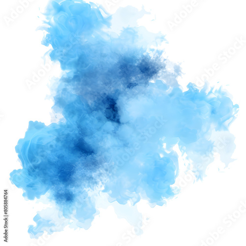 Abstract Cloud/Smoke Design in Blue Watercolor Gradient PNG