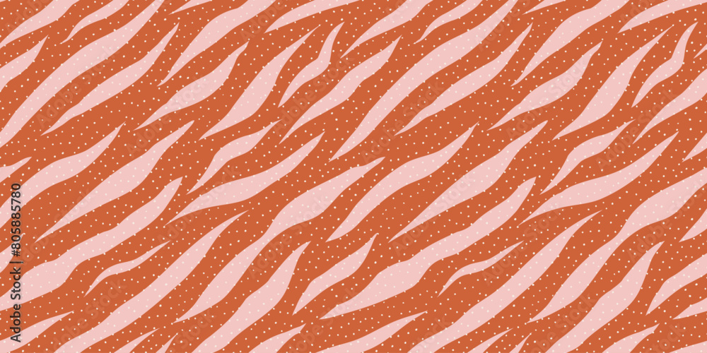 Modern adstract animal tiger seamless pattern. Summer tropical minimal background with stripes and polka dot. Surface cover design. Fabric textile print. Modern adstract animal tiger seamless pattern. Summer tropical minimal background with stripes and polka dot. Surface cover design. Fabric textile print.