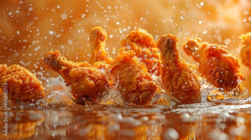 Floating Fried chicken wings background advertisement element design