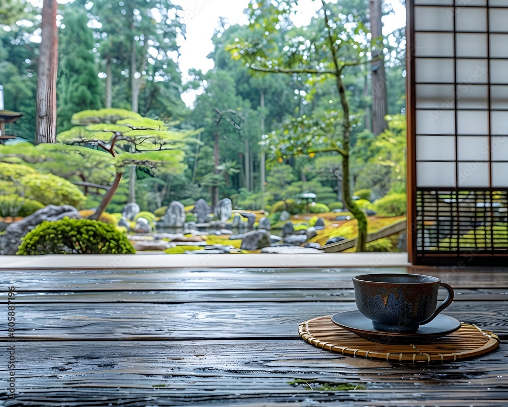 Peaceful traditional Japanese tea ceremony in serene centuries old ...