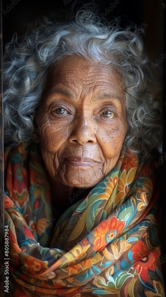 Old granny, wisdom etched in her gentle smile Old granny, wisdom etched in her gentle smile
