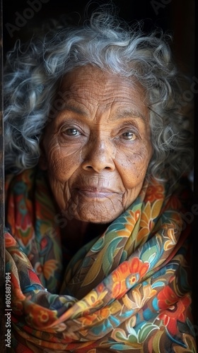 Old granny, wisdom etched in her gentle smile