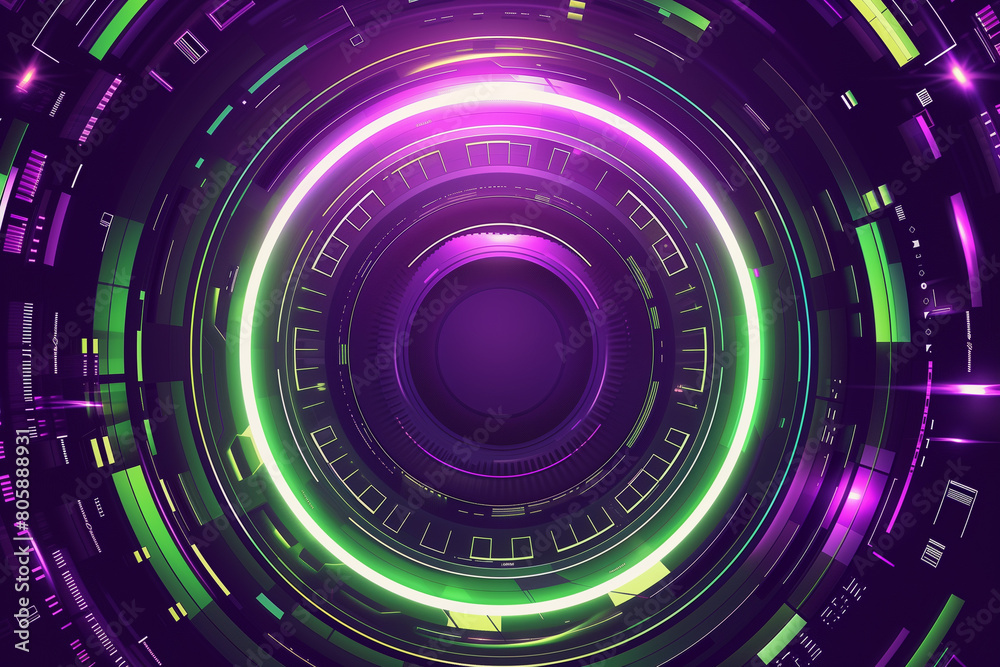 Sci Fi Illustration of a neon geometric circlebackground for technology. Sci Fi Illustration of a neon geometric circlebackground for technology.