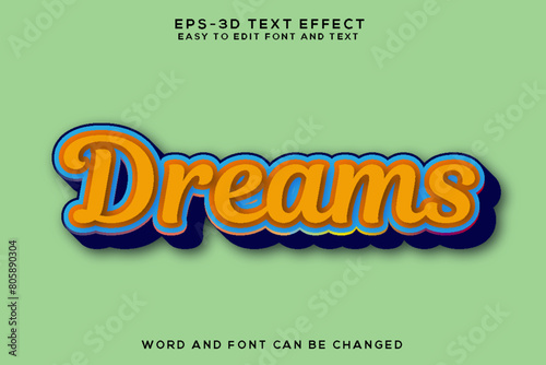Dreams colorful 3d text effect