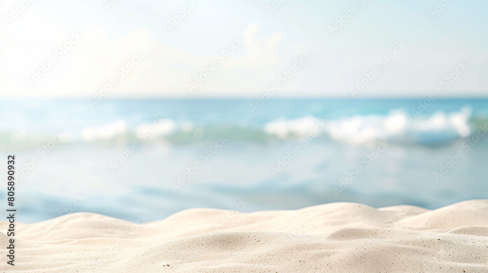 Panoramic view of a pristine white sand beach with turquoise waters, summer holiday. Waves gently lap the sandy shore. Panoramic view of a pristine white sand beach with turquoise waters, summer holiday. Waves gently lap the sandy shore.