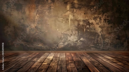 Antique Patina Textured Background with Wooden Flooring