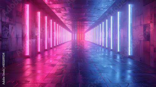 Neon Tunnel Vision: A Vibrant Journey in Pink and Blue