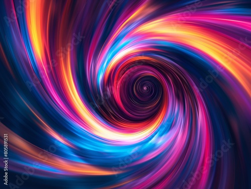 A dynamic swirl of vivid colors forming an abstract spiral pattern.