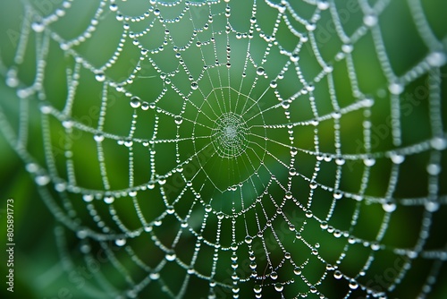 spider web with dew drops