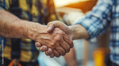Contractors often finalize home renovation agreements by shaking hands with the homeowners.