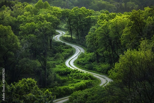 Curves and twists resembling the winding paths of rivers through dense forests © Preyanuch