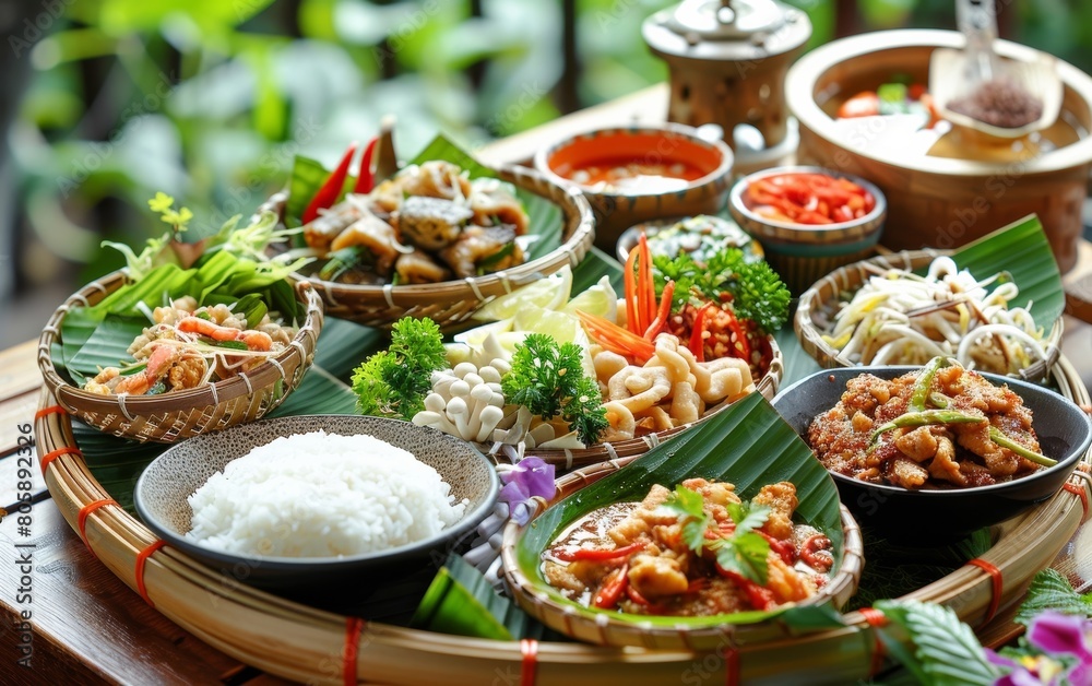 Indulge in a delightful Thai culinary journey featuring fragrant herbs, aromatic spices, and luscious tropical fruits.