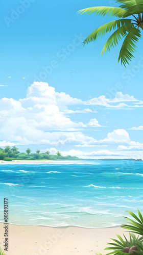 coastal tranquility, serene beauty of a summer beach © Niko