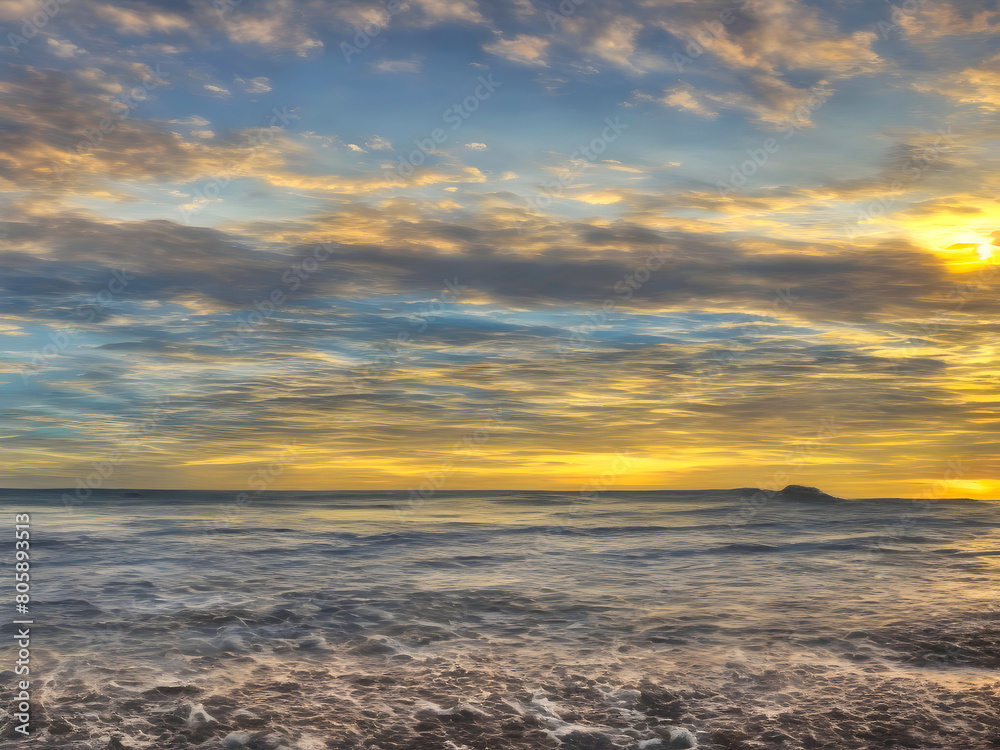 Sunset Sea Beach Landscape Art Sunset Sea Beach Landscape Art