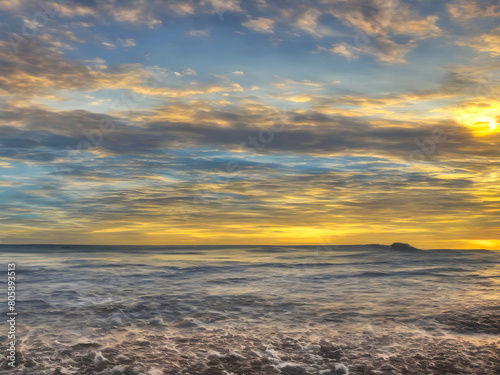 Sunset Sea Beach Landscape Art © ViewofWorld